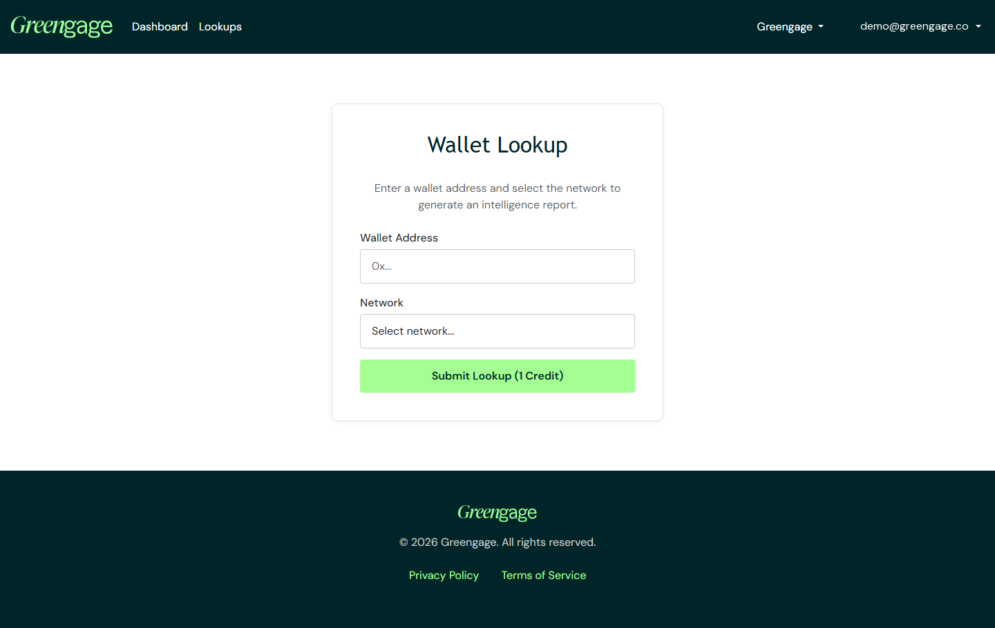 The Submit a Lookup form